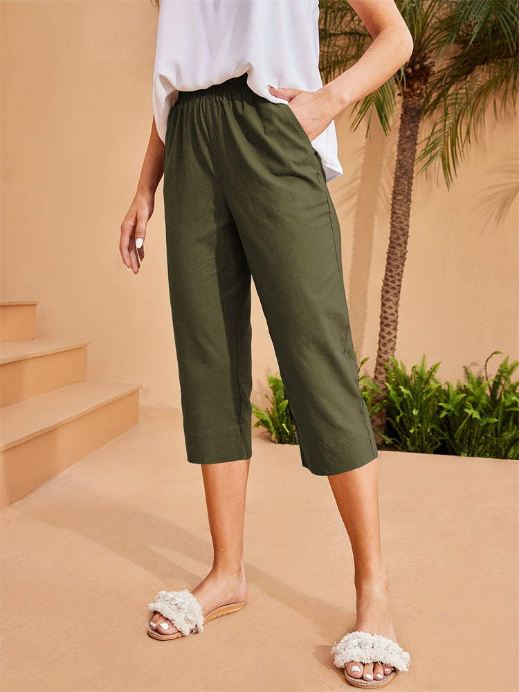 Lainey | Classic Wide Leg Cropped Linen Pants