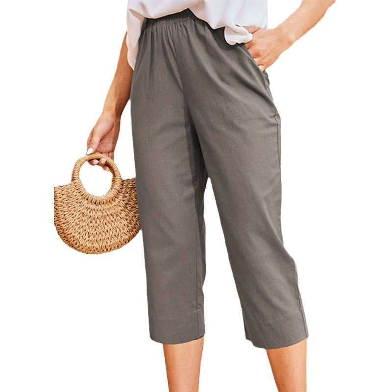Lainey | Classic Wide Leg Cropped Linen Pants