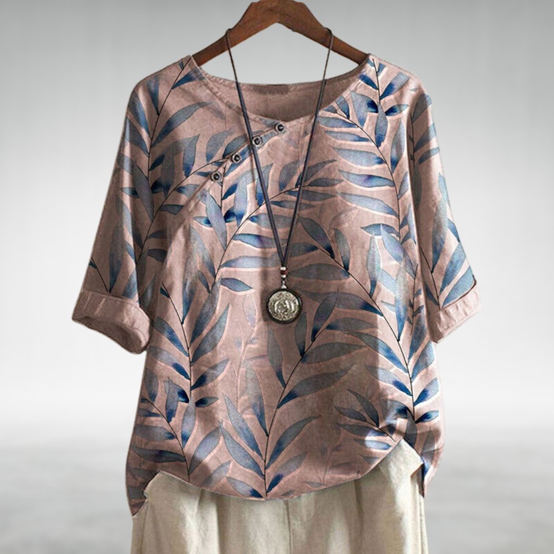 Lainey | Effortless Botanical Print Relaxed Summer Tops