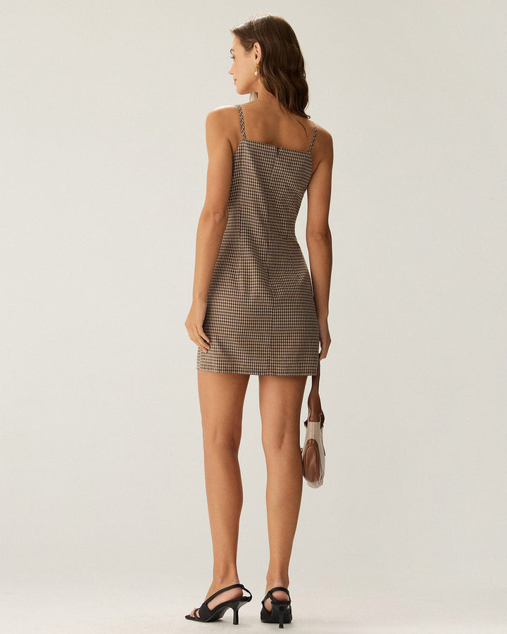 Layla | Graceful Gingham Spaghetti Strap Mini Dress