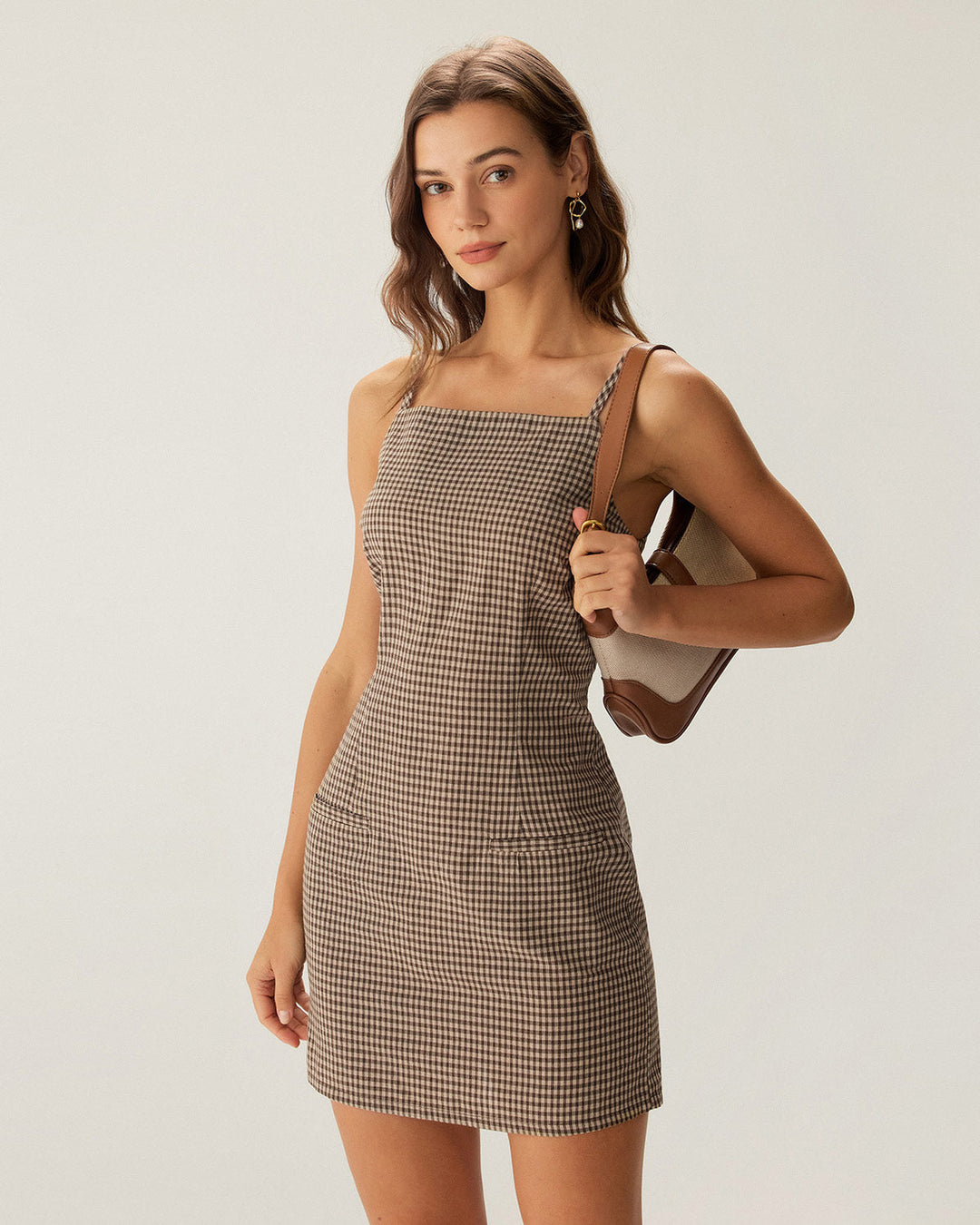 Layla | Graceful Gingham Spaghetti Strap Mini Dress
