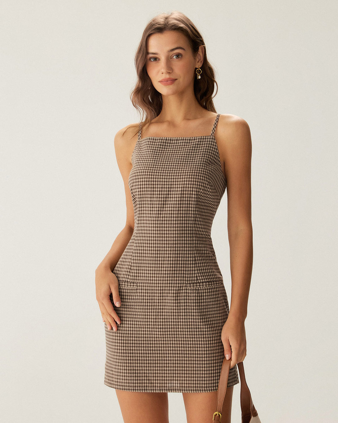 Layla | Graceful Gingham Spaghetti Strap Mini Dress
