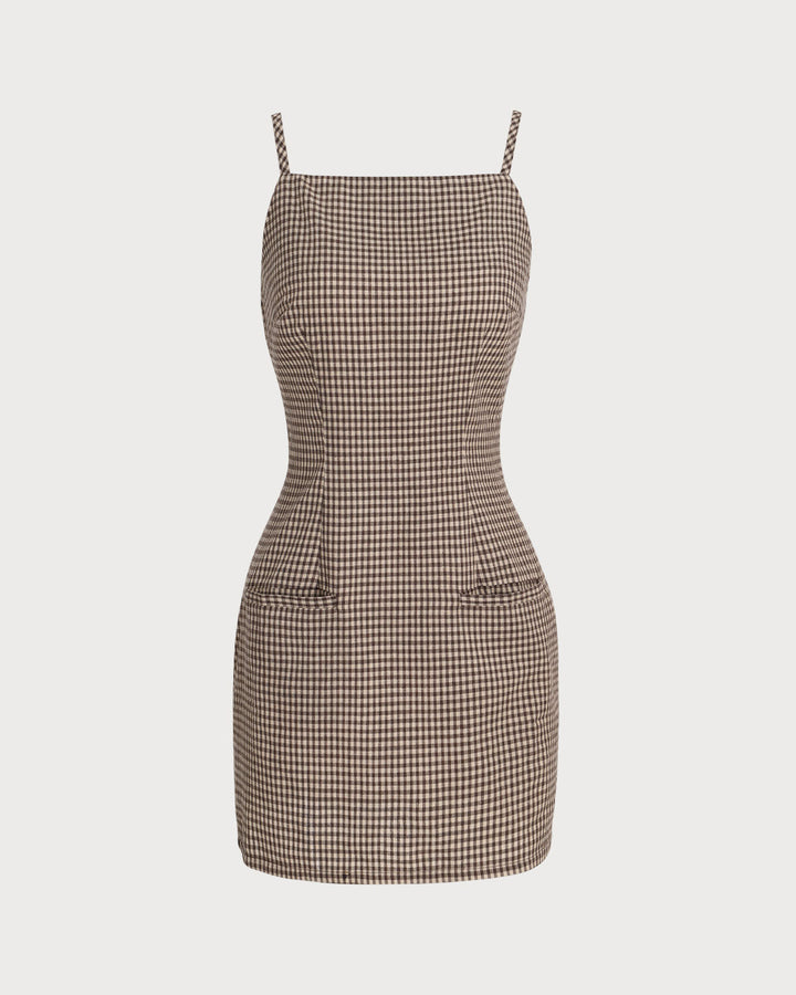 Layla | Graceful Gingham Spaghetti Strap Mini Dress