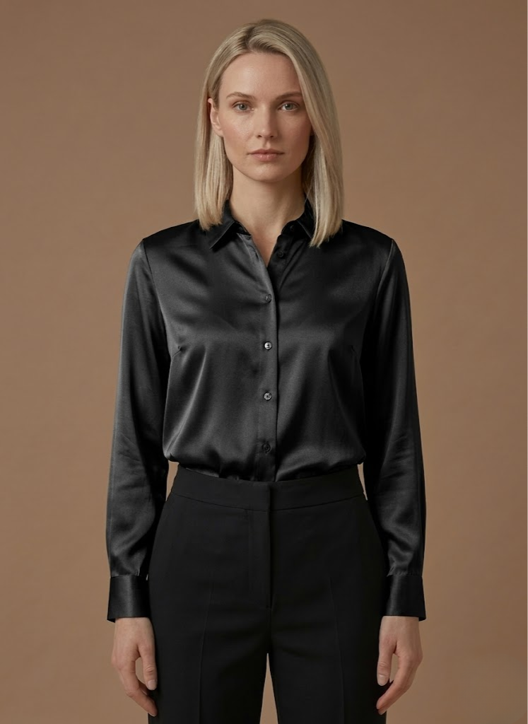 Layla | Refined Satin-Look Button-Up Blouse