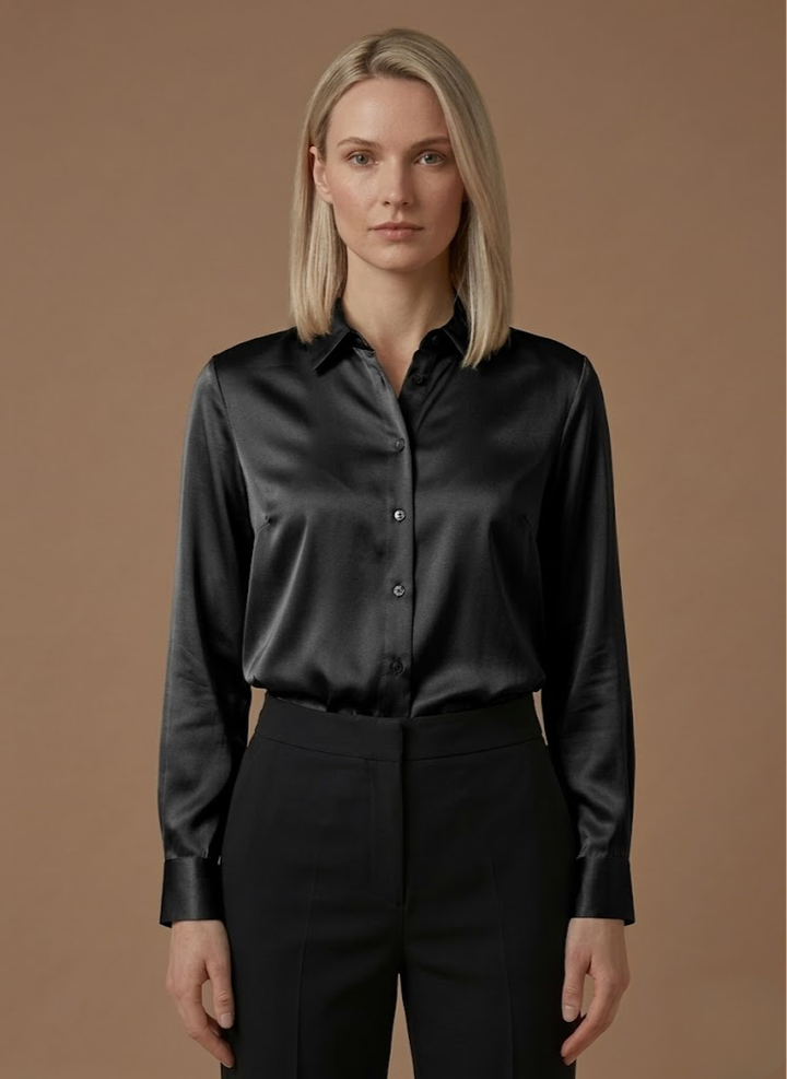 Layla | Refined Satin-Look Button-Up Blouse