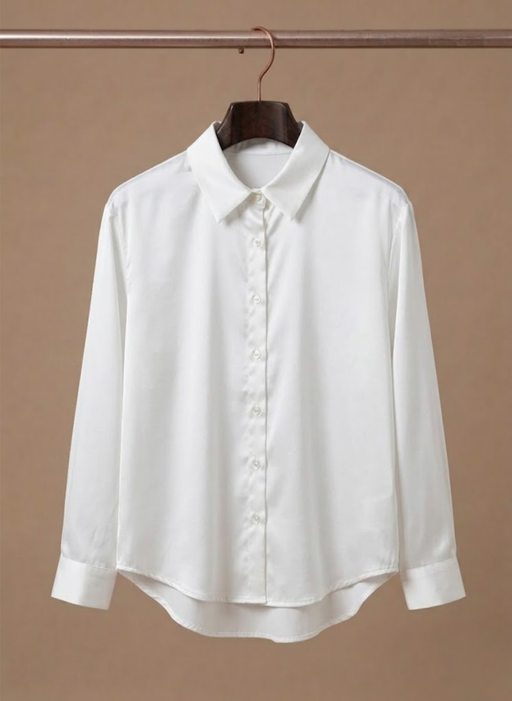 Layla | Refined Satin-Look Button-Up Blouse