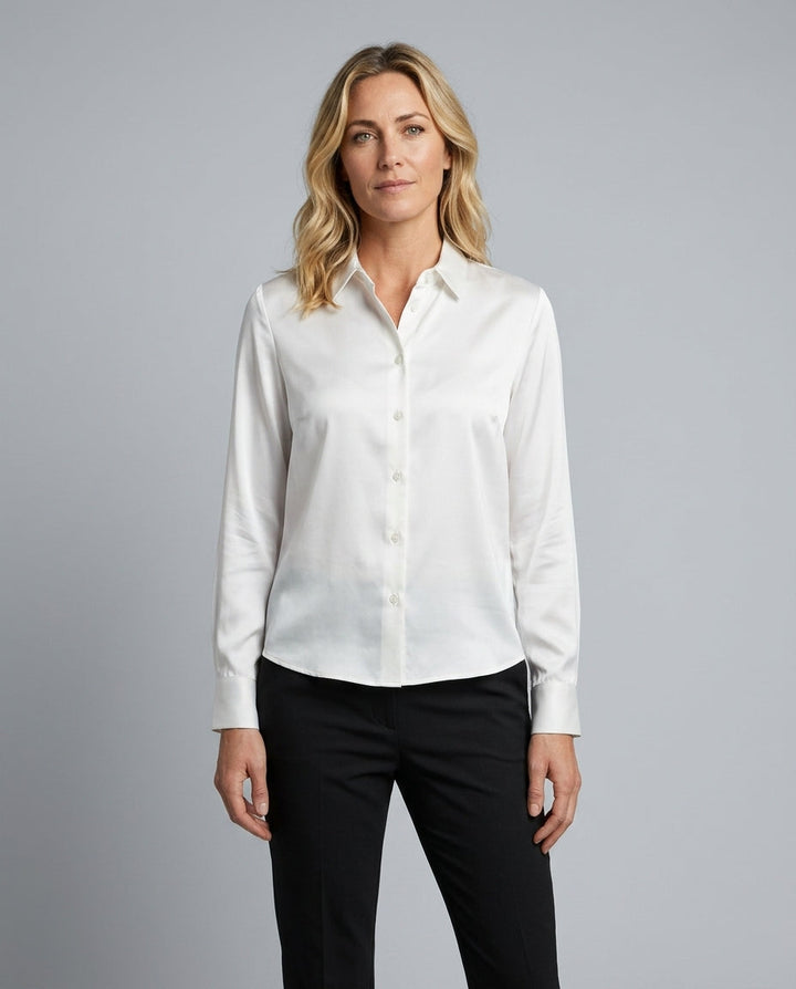 Layla | Refined Satin-Look Button-Up Blouse