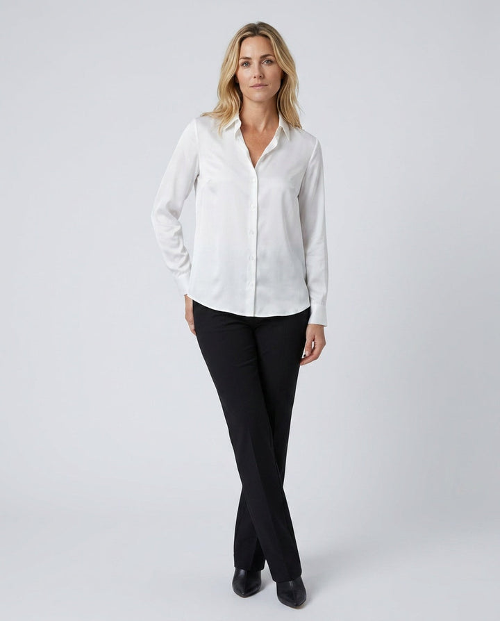 Layla | Refined Satin-Look Button-Up Blouse