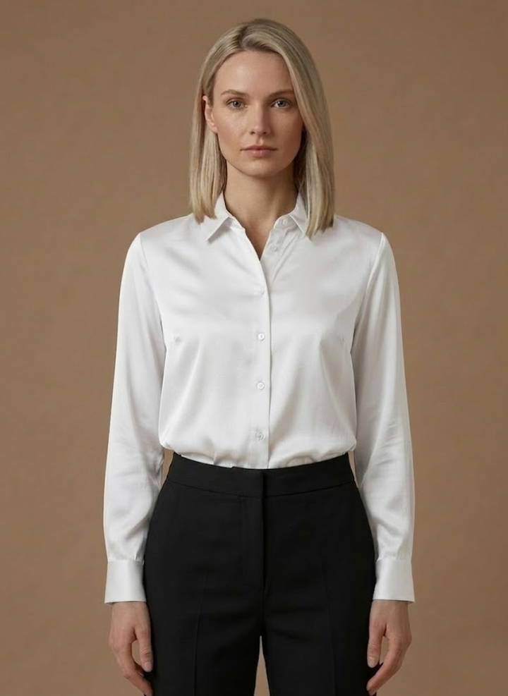 Layla | Refined Satin-Look Button-Up Blouse