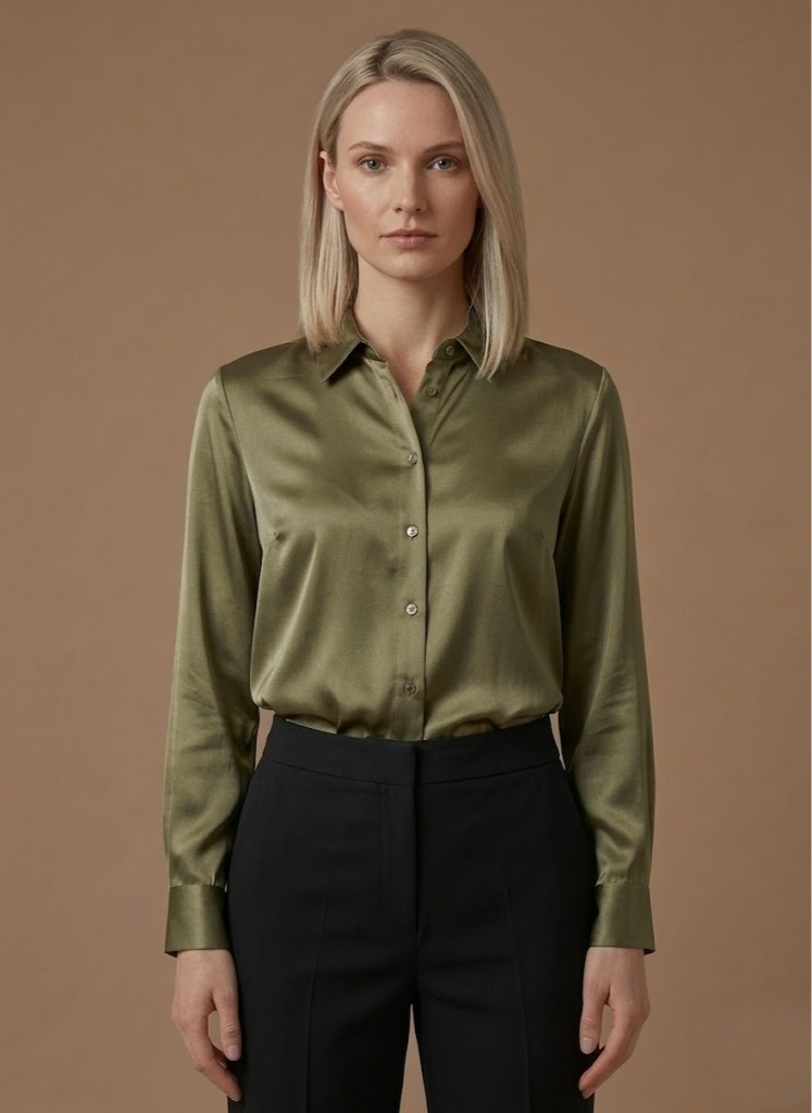 Layla | Refined Satin-Look Button-Up Blouse