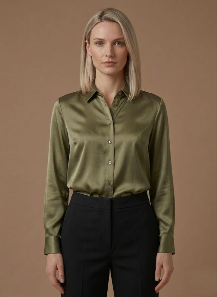 Layla | Refined Satin-Look Button-Up Blouse