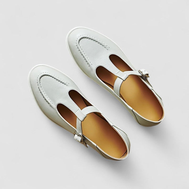 Layla | Relaxed T-Strap Mary Jane Low Heel Flats