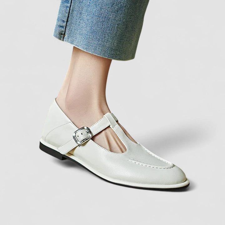 Layla | Relaxed T-Strap Mary Jane Low Heel Flats