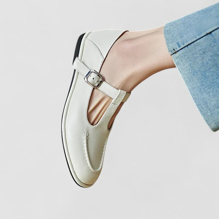 Layla | Relaxed T-Strap Mary Jane Low Heel Flats
