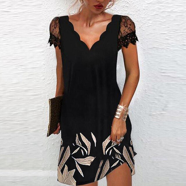 Layla | Sophisticated Lace Sleeve Sequin Dress for Evening