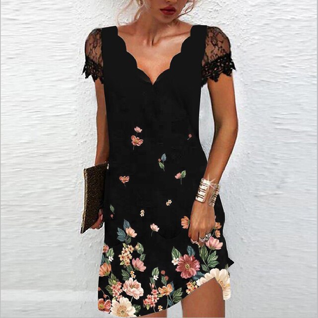 Layla | Sophisticated Lace Sleeve Sequin Dress for Evening