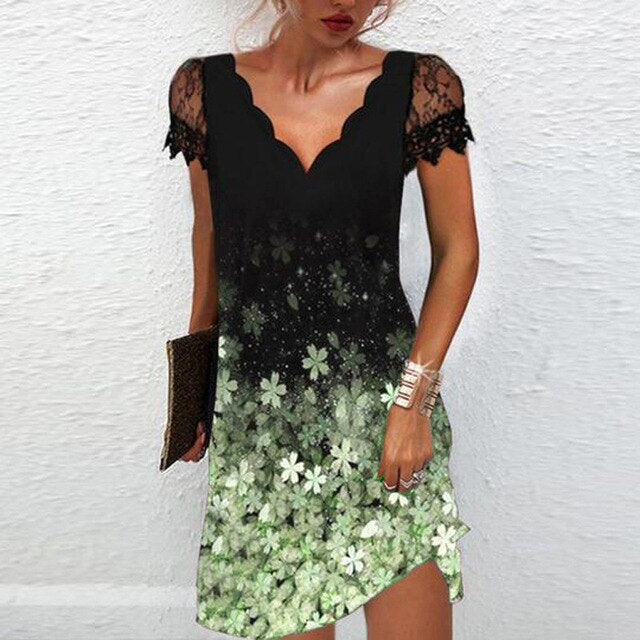 Layla | Sophisticated Lace Sleeve Sequin Dress for Evening