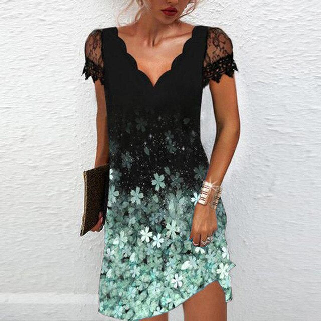 Layla | Sophisticated Lace Sleeve Sequin Dress for Evening