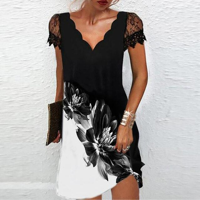 Layla | Sophisticated Lace Sleeve Sequin Dress for Evening