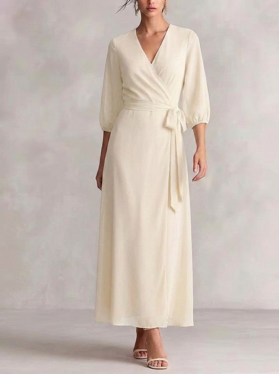Layla | Stylish Wrap Waist V Neck Maxi Race Dress