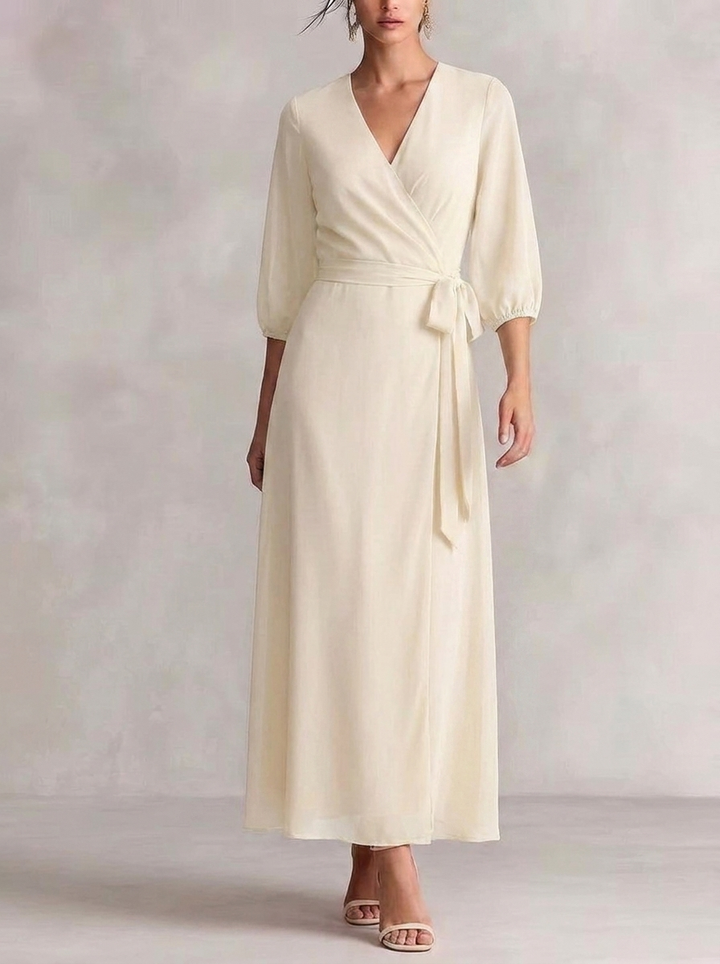 Layla | Stylish Wrap Waist V Neck Maxi Race Dress