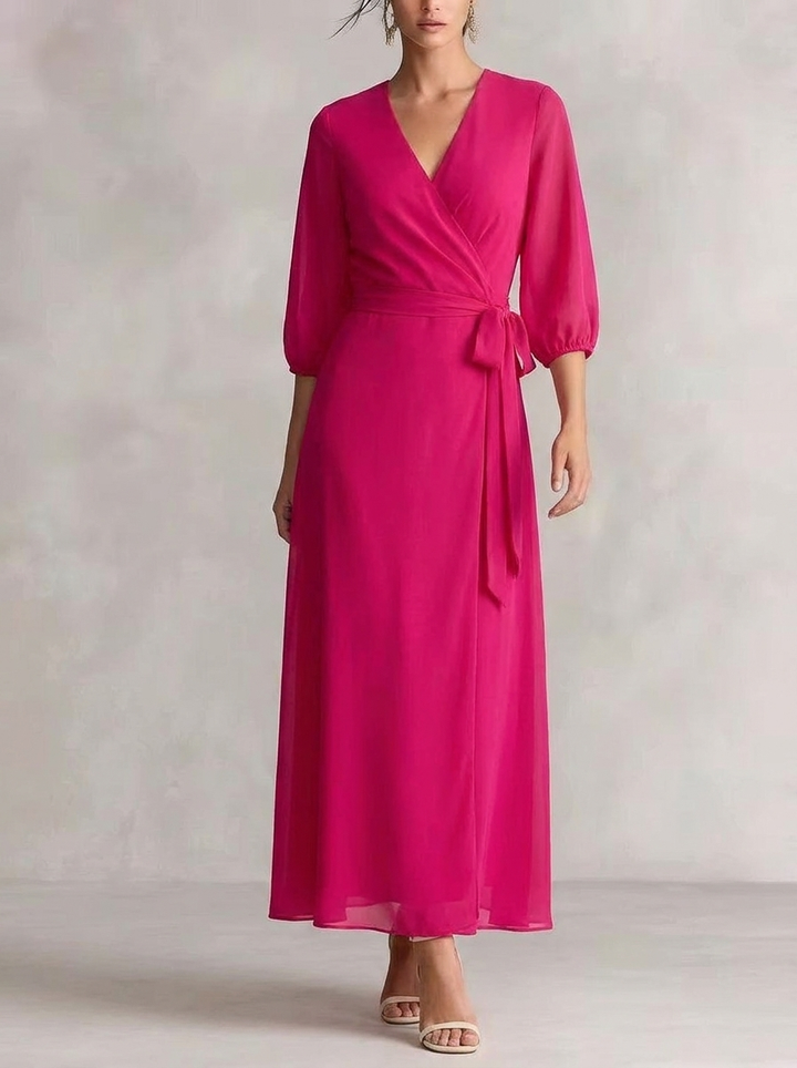 Layla | Stylish Wrap Waist V Neck Maxi Race Dress