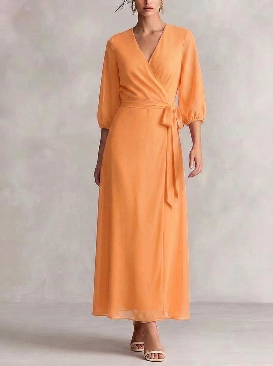 Layla | Stylish Wrap Waist V Neck Maxi Race Dress