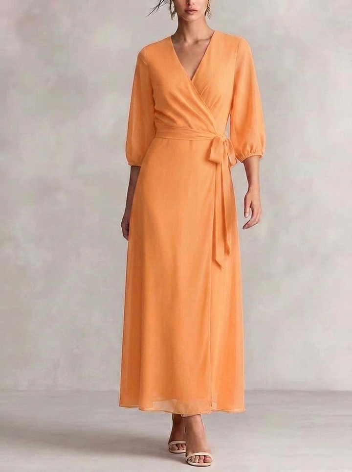 Layla | Stylish Wrap Waist V Neck Maxi Race Dress