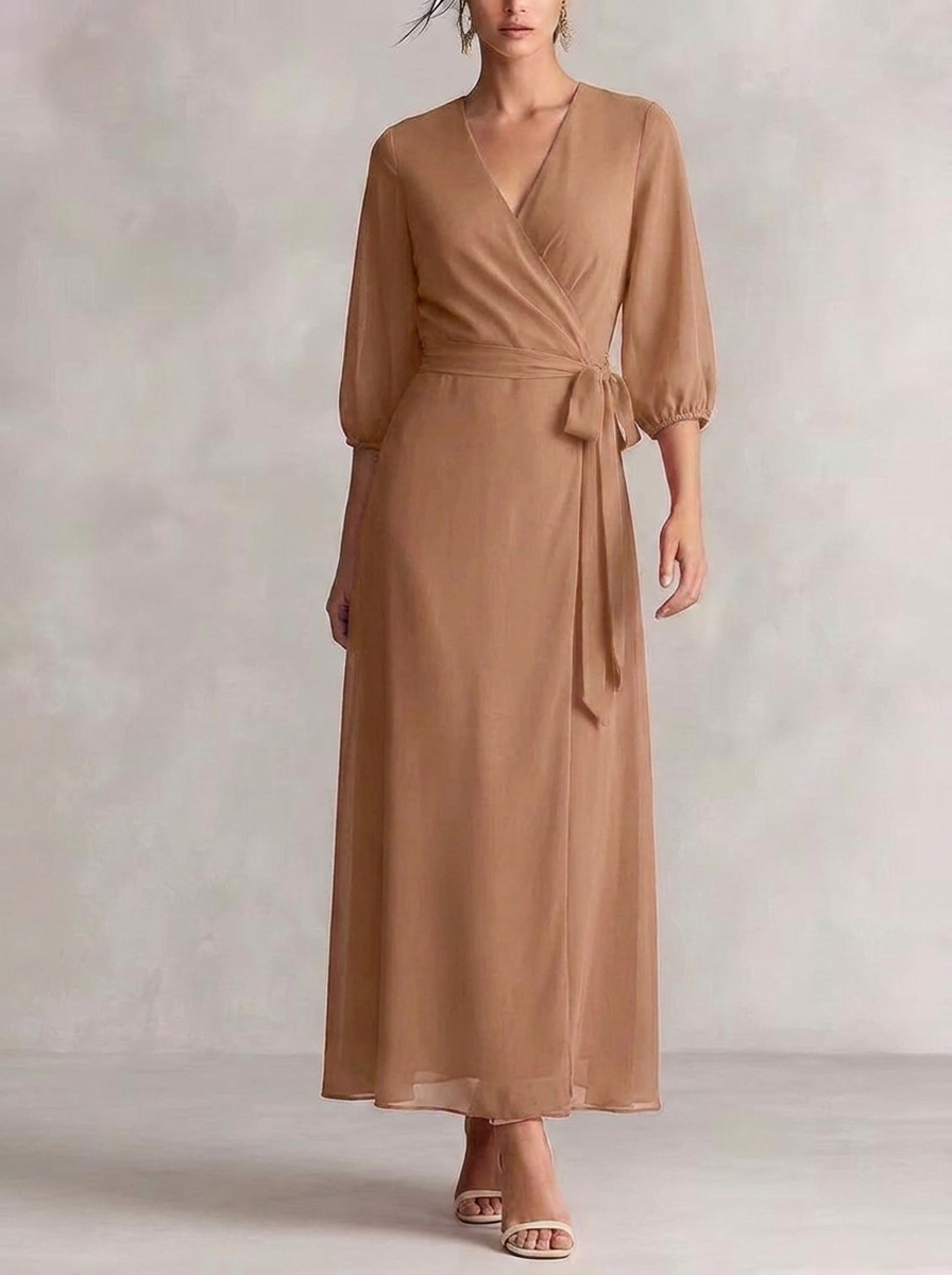 Layla | Stylish Wrap Waist V Neck Maxi Race Dress