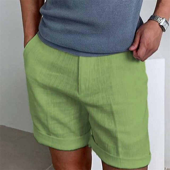 Leo | Polished Rolled-Cuff Linen Shorts for Summer