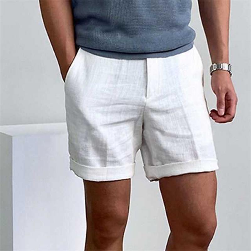 Leo | Polished Rolled-Cuff Linen Shorts for Summer
