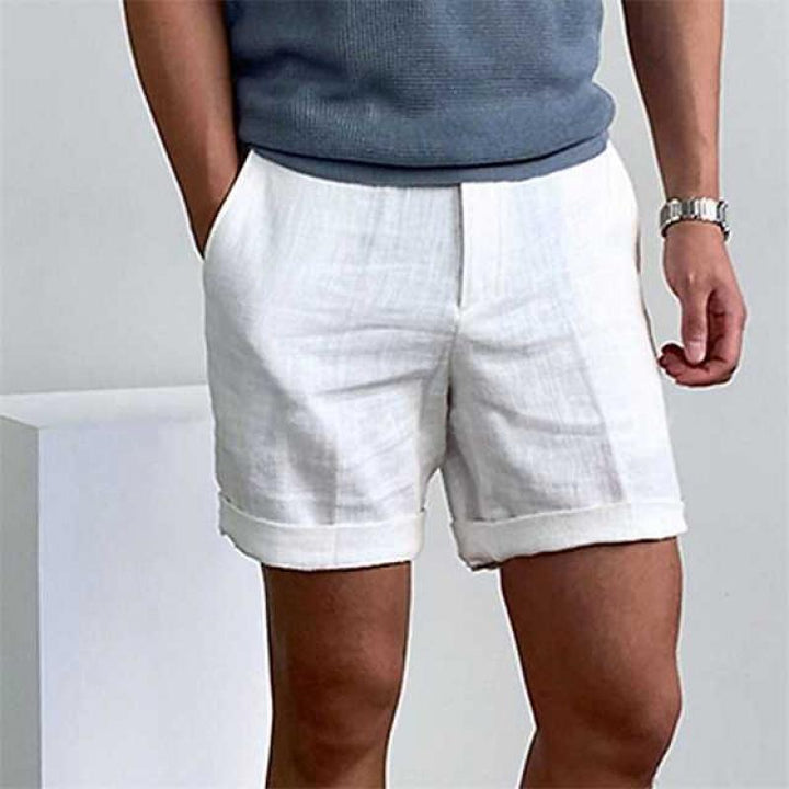Leo | Polished Rolled-Cuff Linen Shorts for Summer