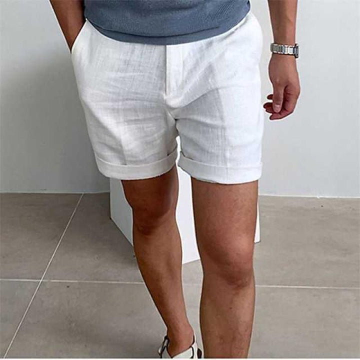 Leo | Polished Rolled-Cuff Linen Shorts for Summer