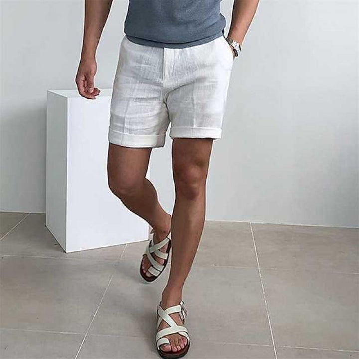 Leo | Polished Rolled-Cuff Linen Shorts for Summer