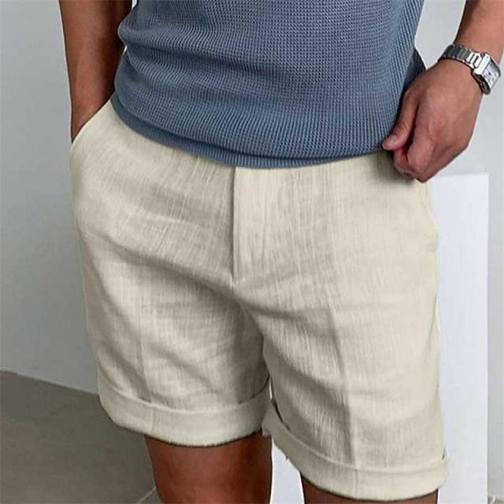 Leo | Polished Rolled-Cuff Linen Shorts for Summer