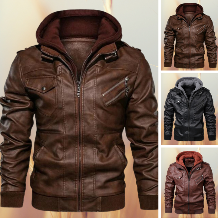 Leo | Refined Hooded Biker Leather Jacket