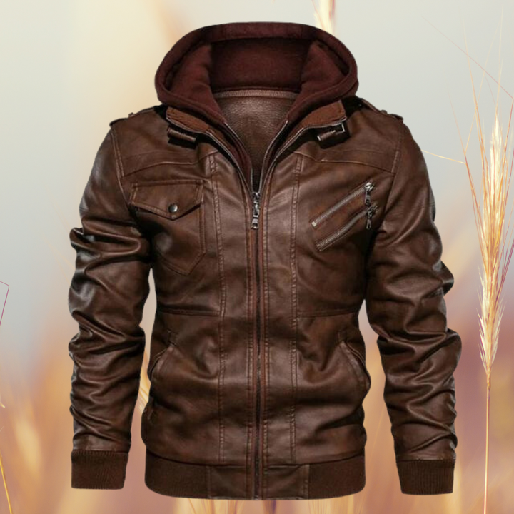 Leo | Refined Hooded Biker Leather Jacket
