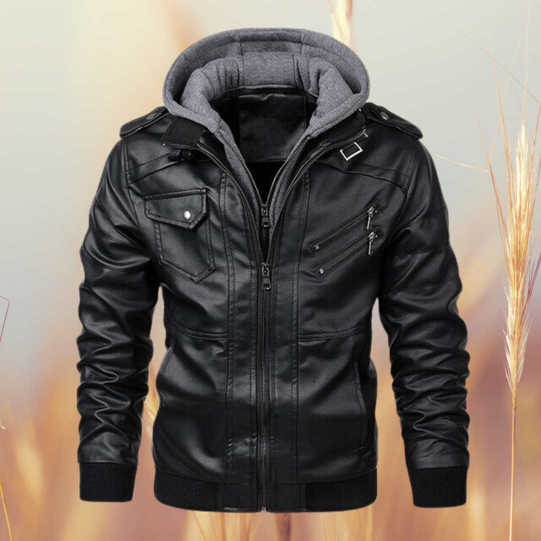 Leo | Refined Hooded Biker Leather Jacket