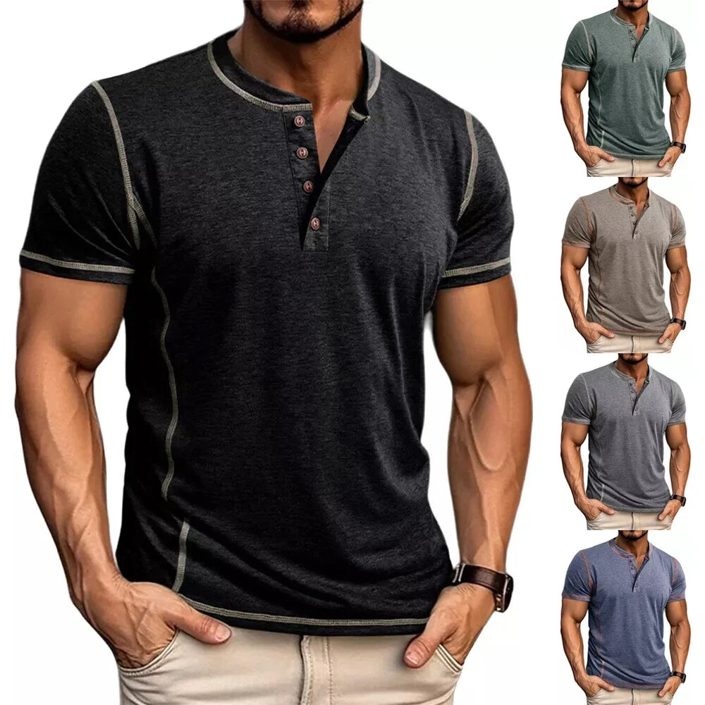 Leon | Relaxed Short Sleeve Henley Mens T Shirt