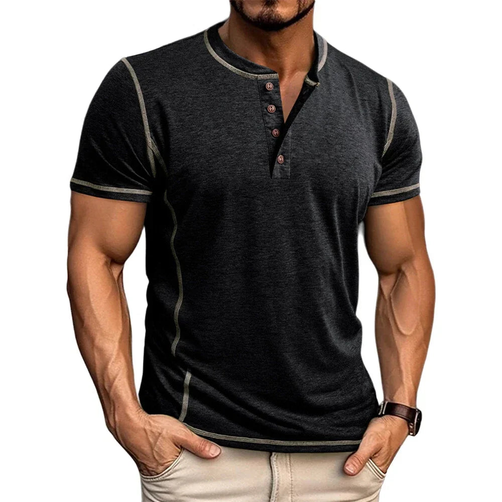 Leon | Relaxed Short Sleeve Henley Mens T Shirt