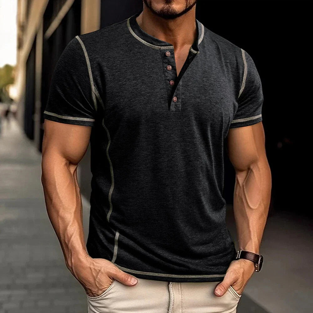Leon | Relaxed Short Sleeve Henley Mens T Shirt