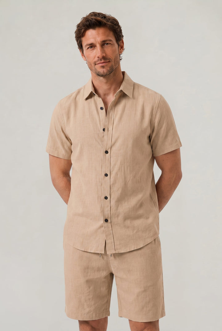 Leonardo | Chic Linen Shorts and Short Sleeve Shirt Set