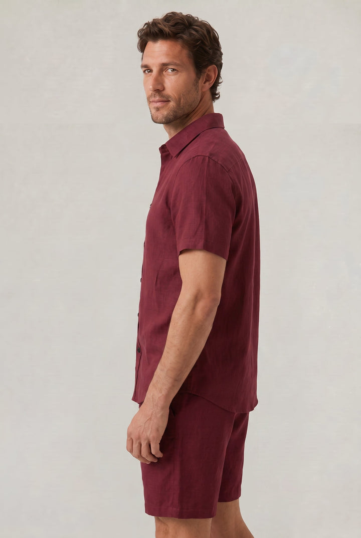 Leonardo | Chic Linen Shorts and Short Sleeve Shirt Set