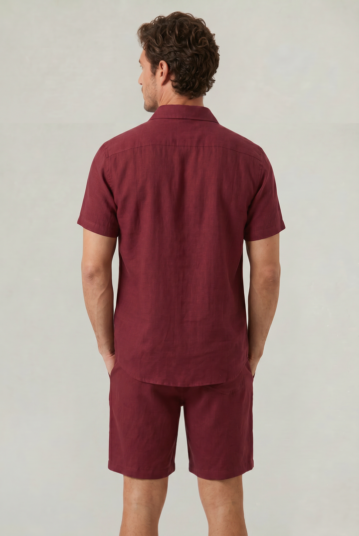 Leonardo | Chic Linen Shorts and Short Sleeve Shirt Set