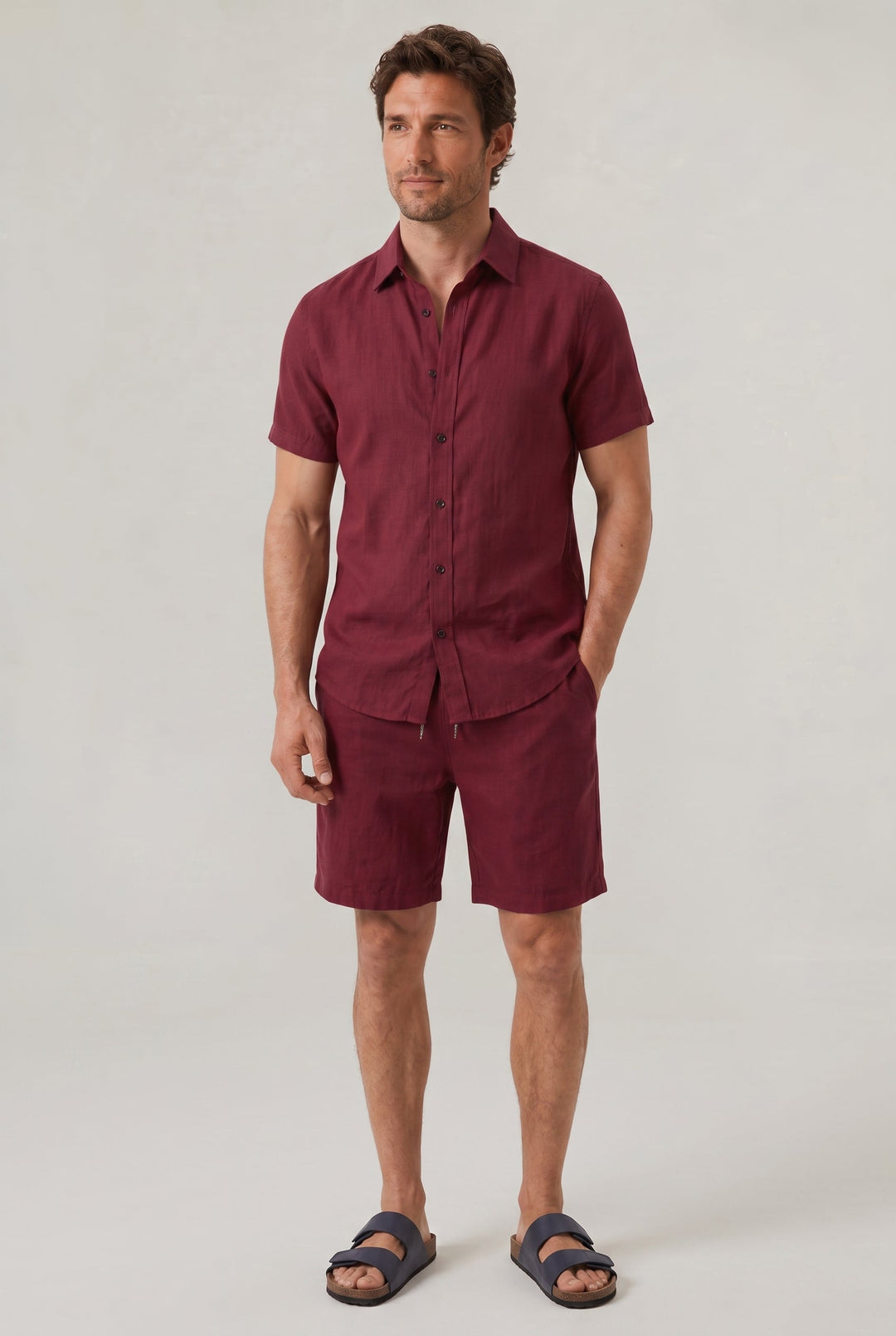 Leonardo | Chic Linen Shorts and Short Sleeve Shirt Set