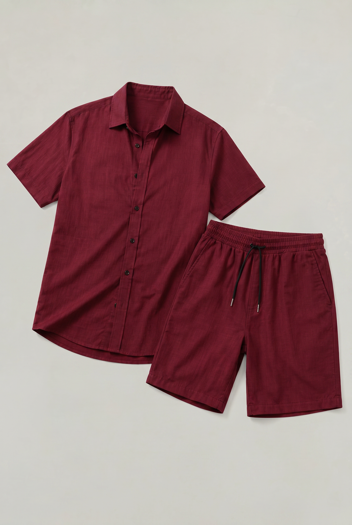 Leonardo | Chic Linen Shorts and Short Sleeve Shirt Set