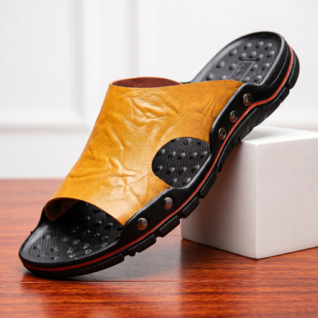 Levi | Rivet Trim Open Toe Mens Slides