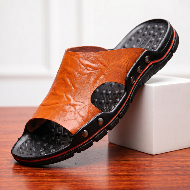 Levi | Rivet Trim Open Toe Mens Slides