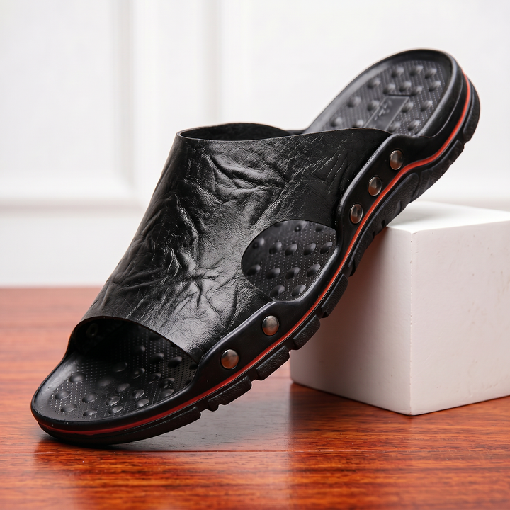 Levi | Rivet Trim Open Toe Mens Slides