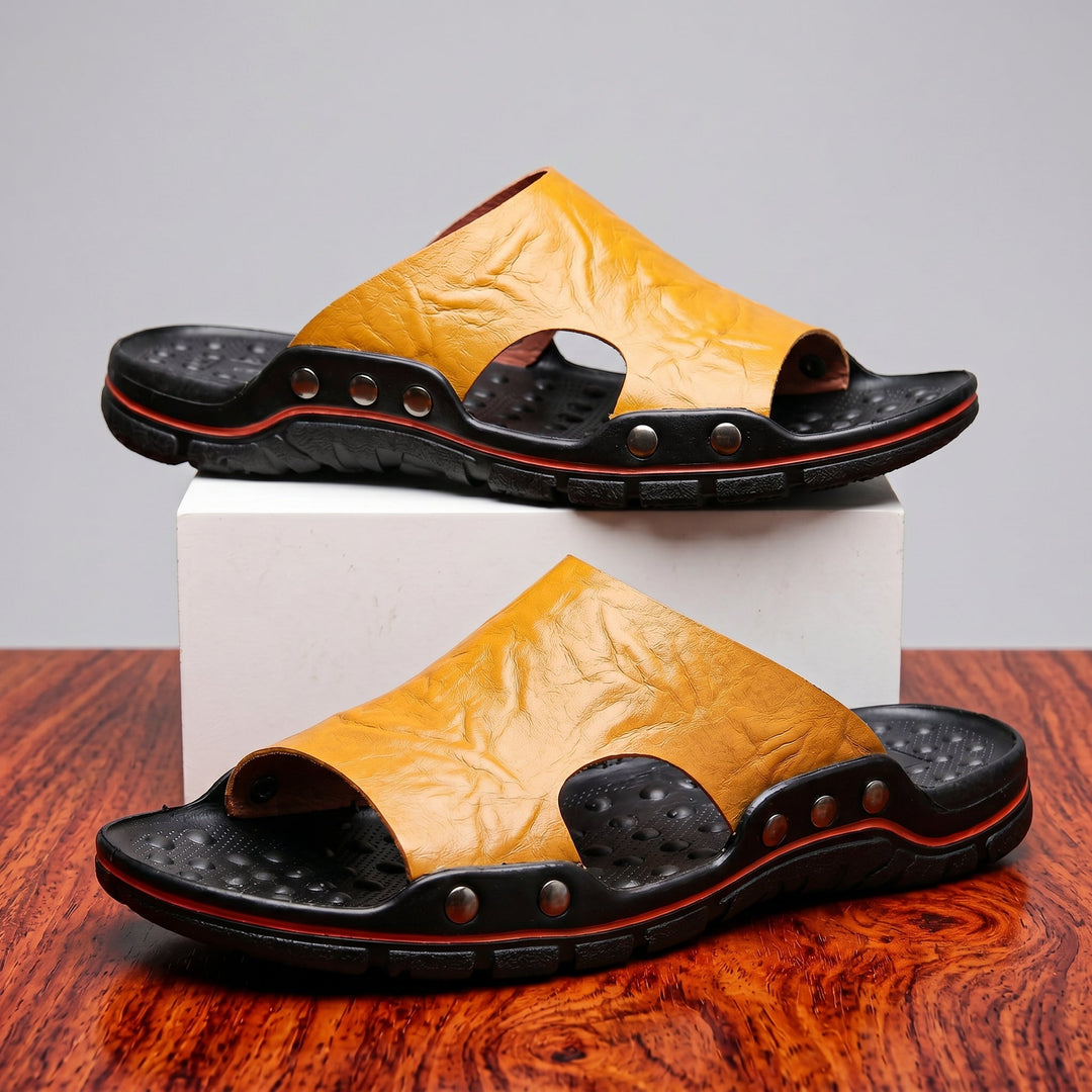 Levi | Rivet Trim Open Toe Mens Slides